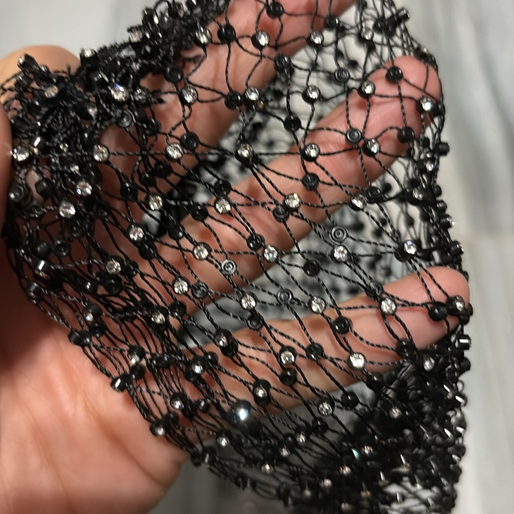 NWT Black Mesh Drawstring top Rave - Picture 3 of 4